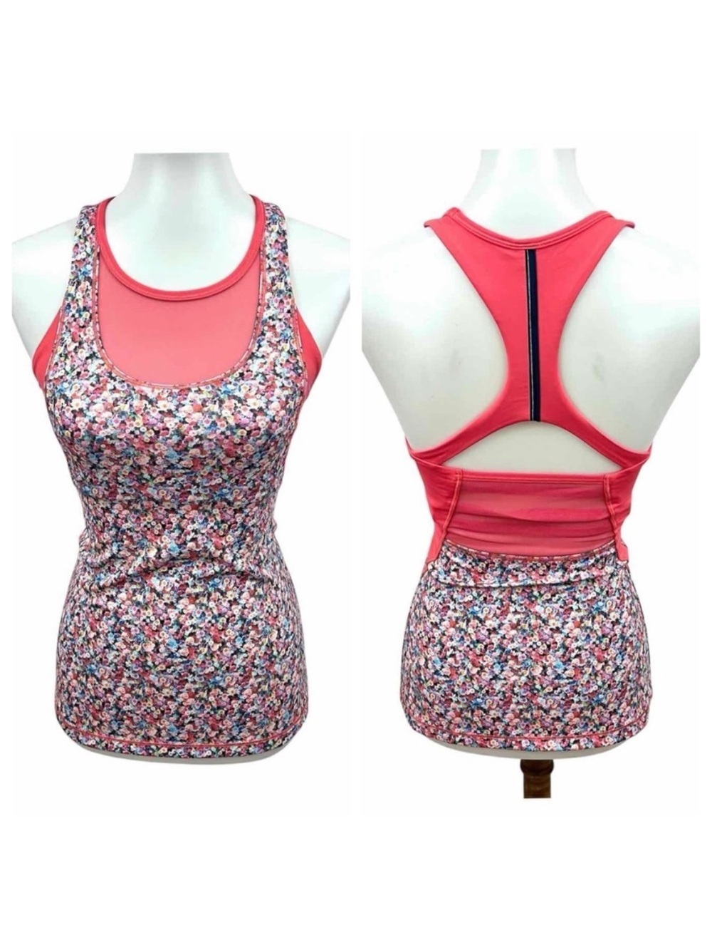 Lululemon Mesh With Me Tank Top Prism Petal Multi / Atomic Red Coral
